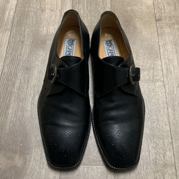 Mens Caporicci Alden Leather Strap Buckle Black Dress Casual Shoes‎